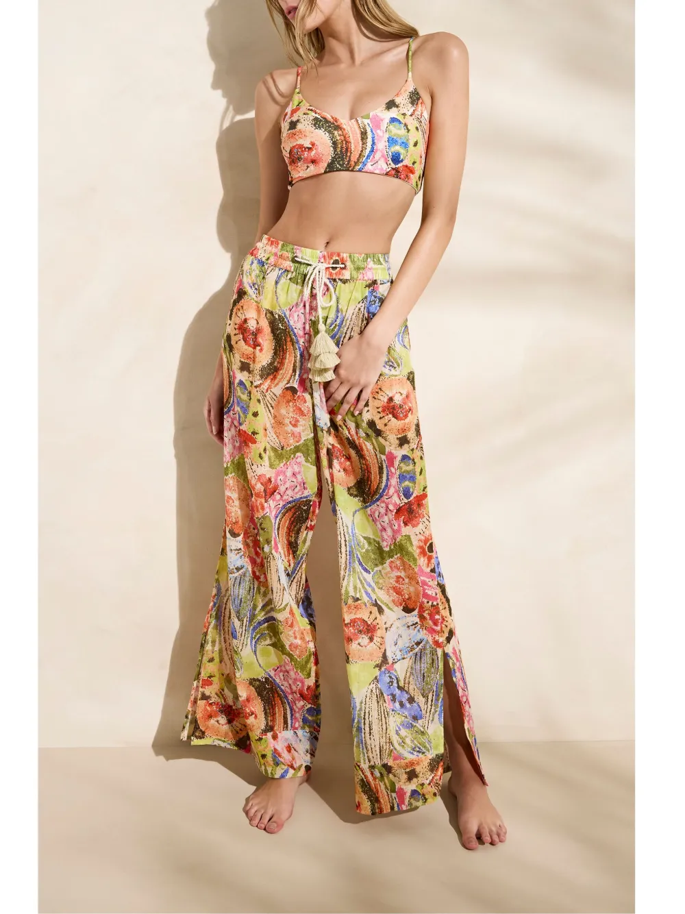 Shop Marie Oliver Ariel Floral-print Wide-leg Trousers In Pink