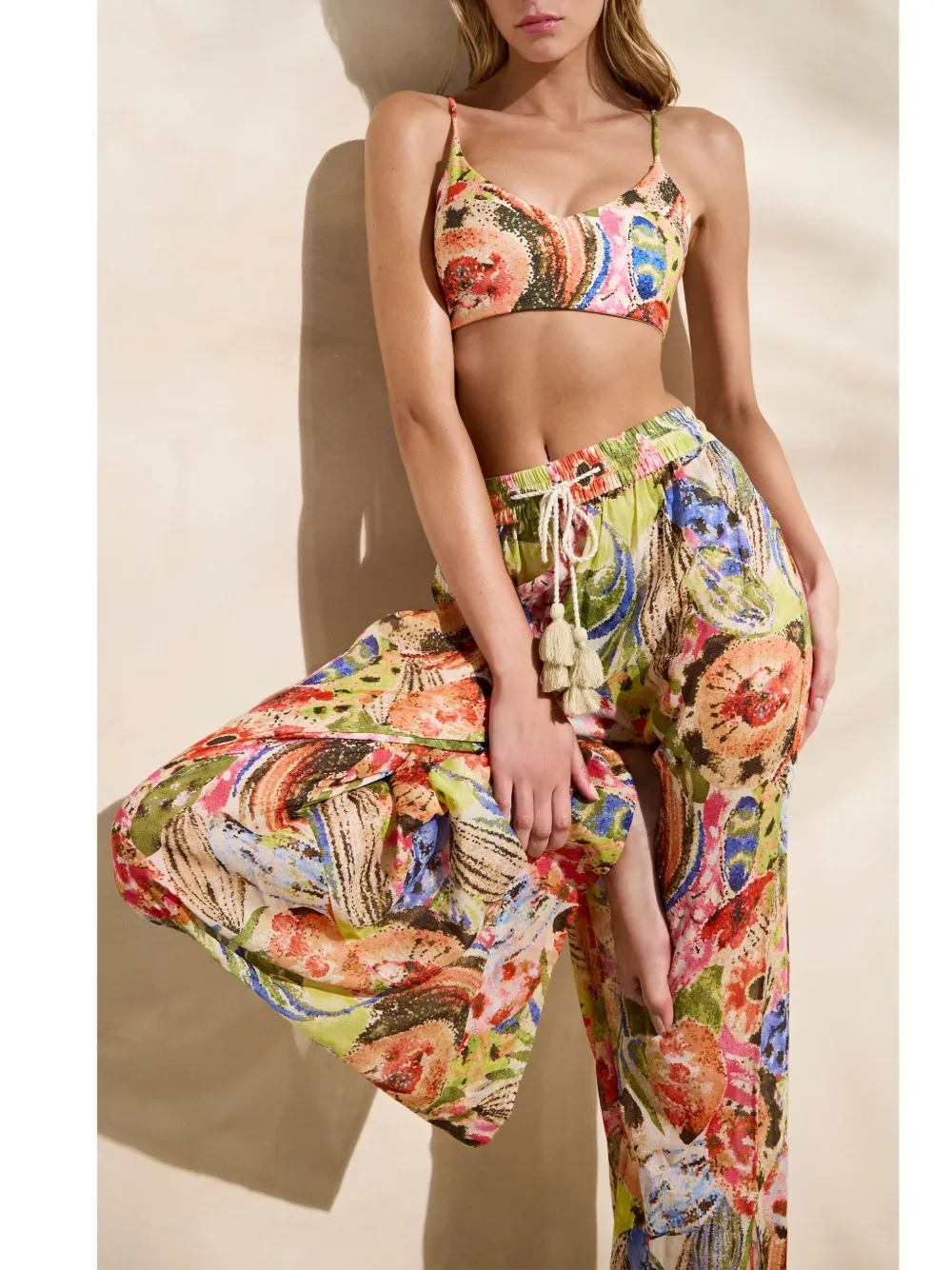 Shop Marie Oliver Ariel Floral-print Wide-leg Trousers In Pink