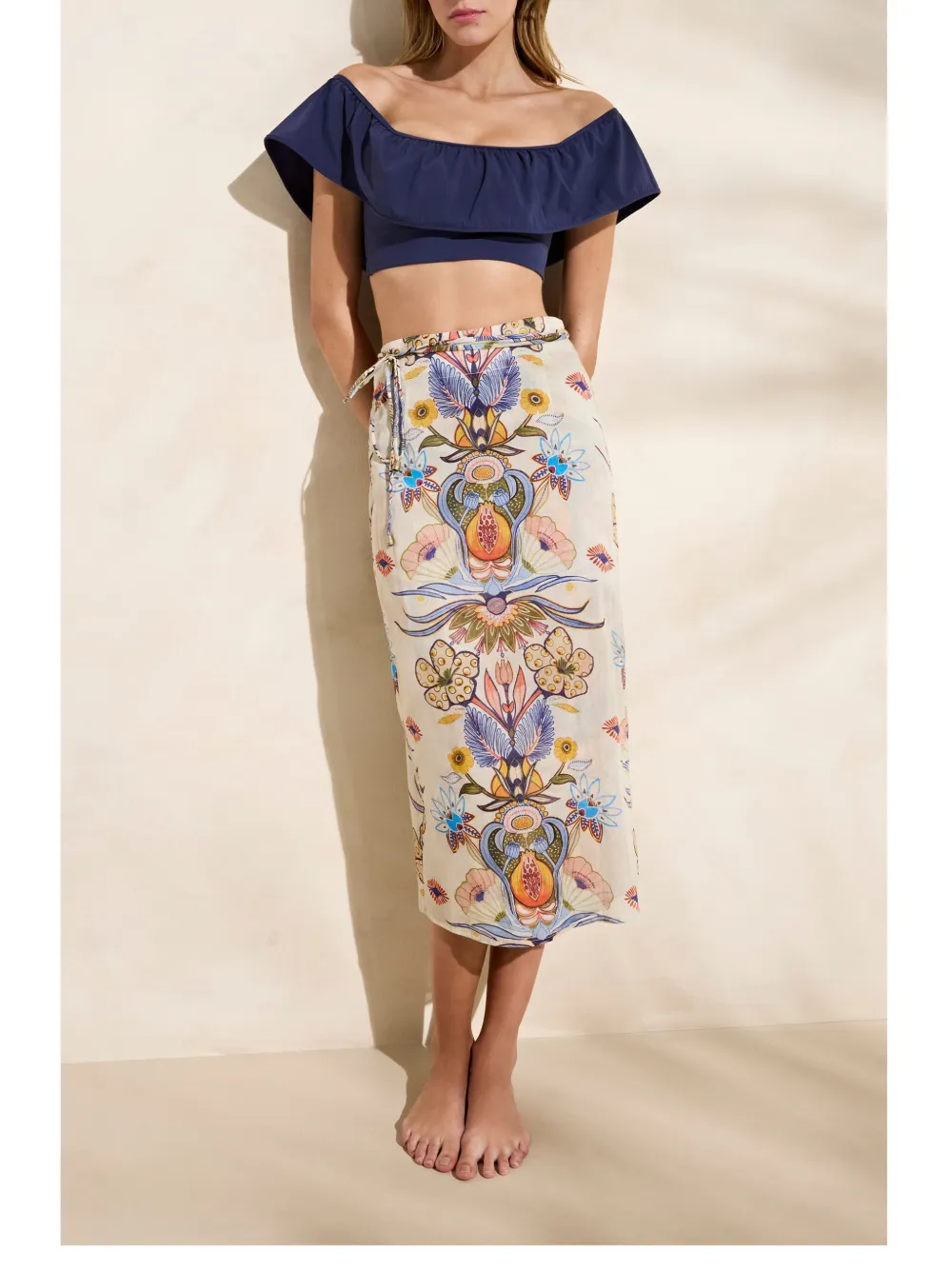 Marie Oliver Sunnie wikkelrok met bloemenprint Wit