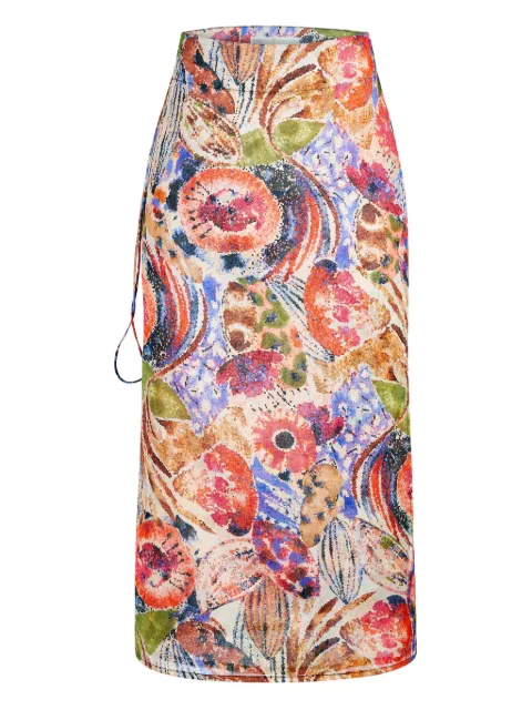 Marie Oliver Sunnie floral-print wrap skirt