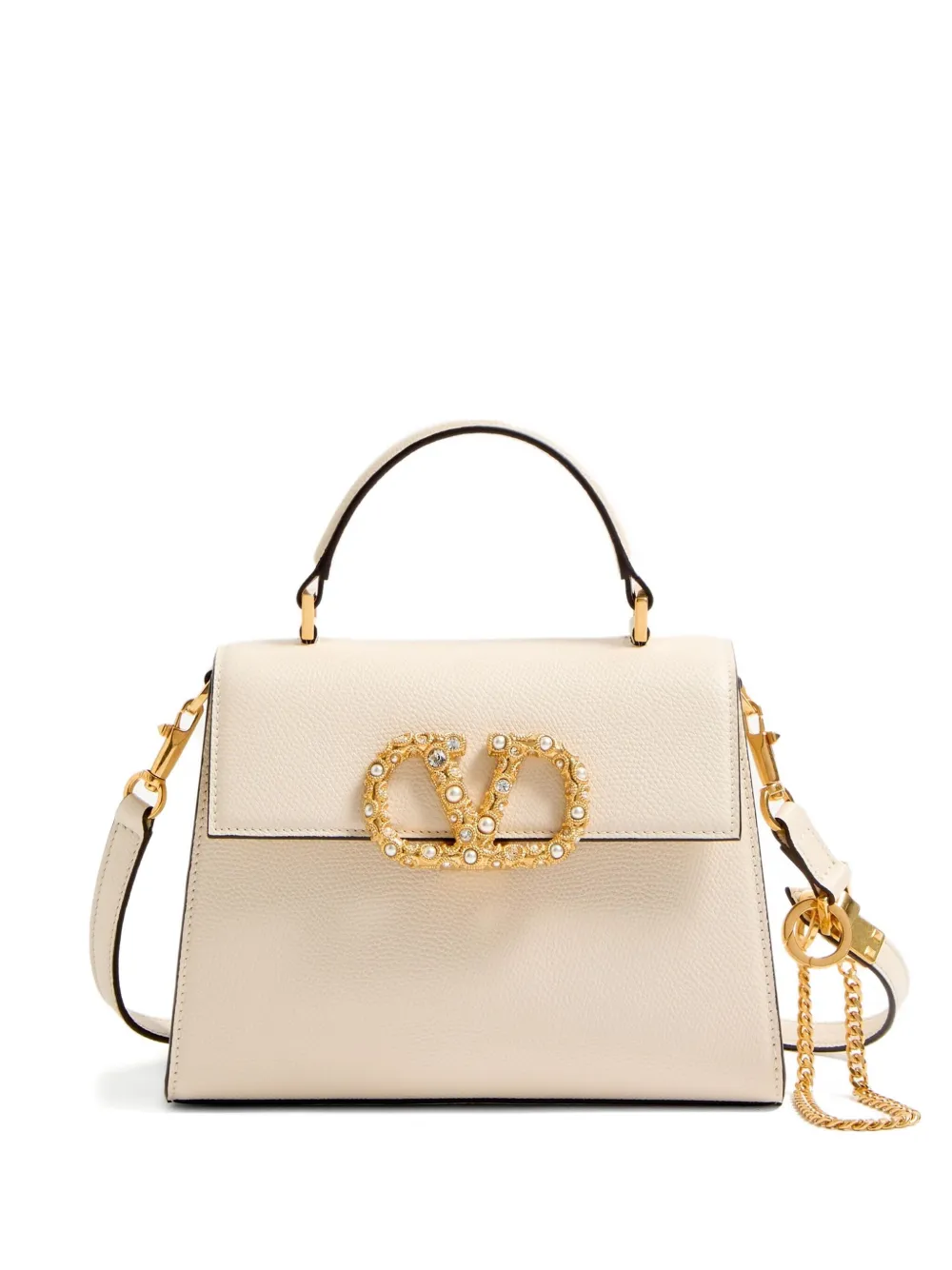 Valentino Garavani Vsling Small Handbag In Grainy Calfskin With Jewel Logo
