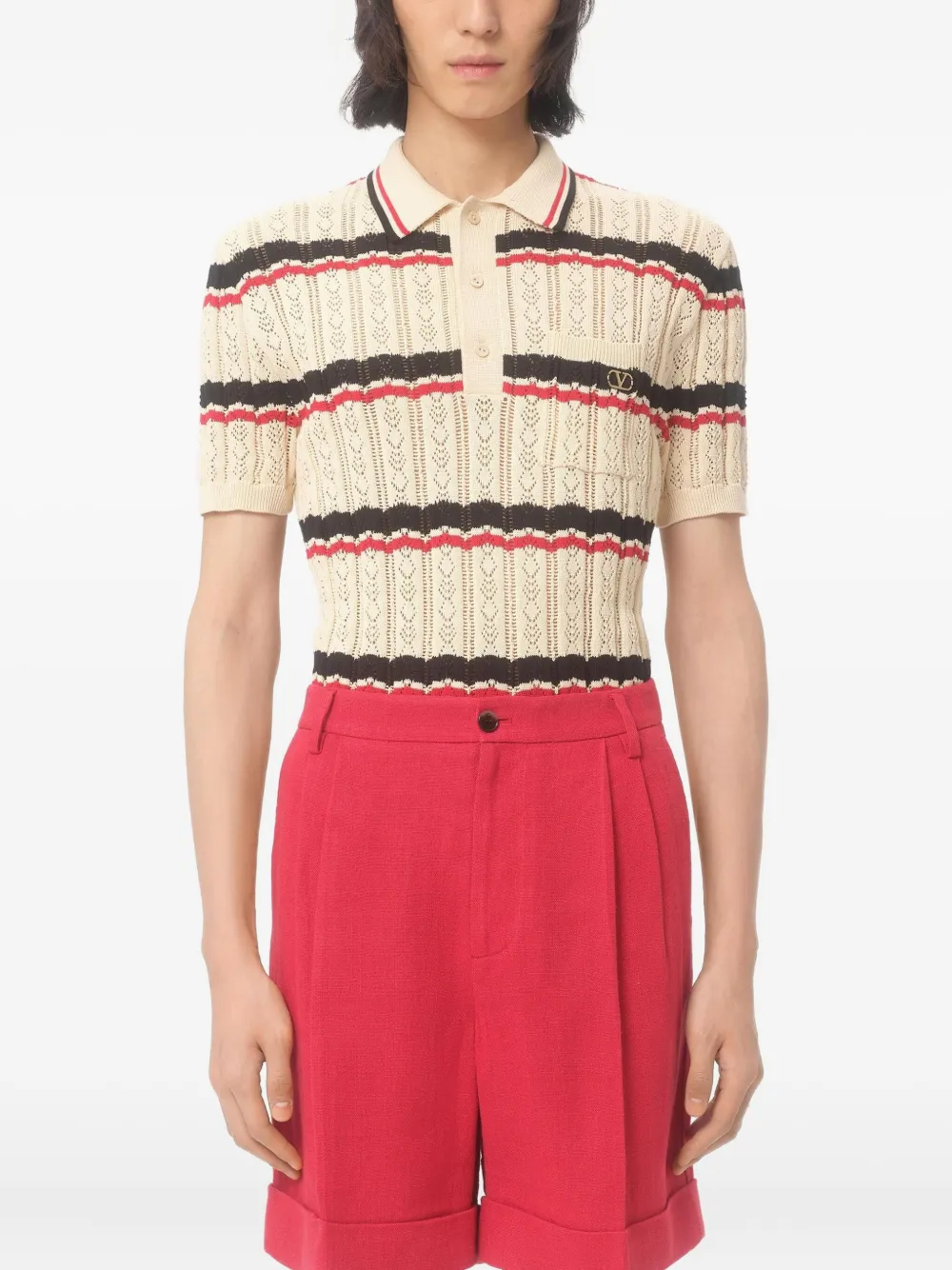 Valentino Garavani Gestreept poloshirt Beige