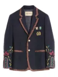 Valentino Garavani bead-embroidered linen blazer - Blue