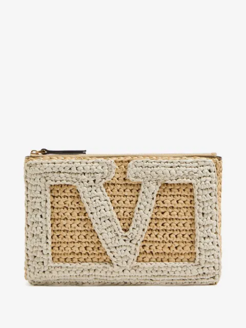 Valentino Garavani Viva Superstar synthetic raffia pouch