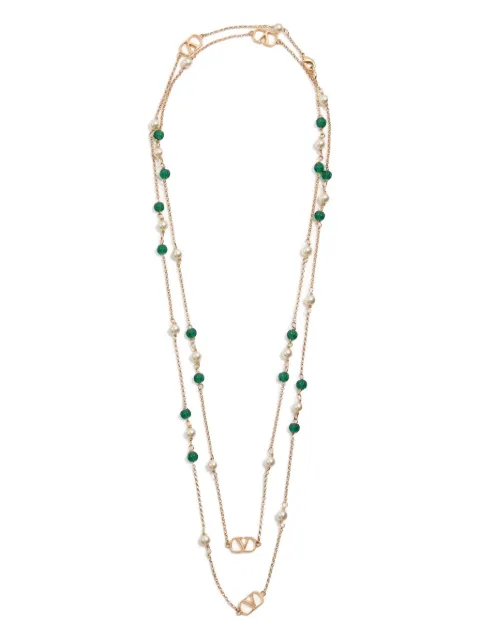 Valentino Garavani VLOGO SIGNATURE METAL NECKLACE WITH GLASS PEARLS AND SWAROVSKI® PEARLS