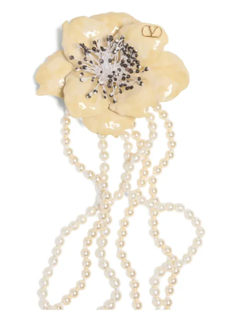 Valentino Garavani multi-strand pearl necklace with floral brooch
