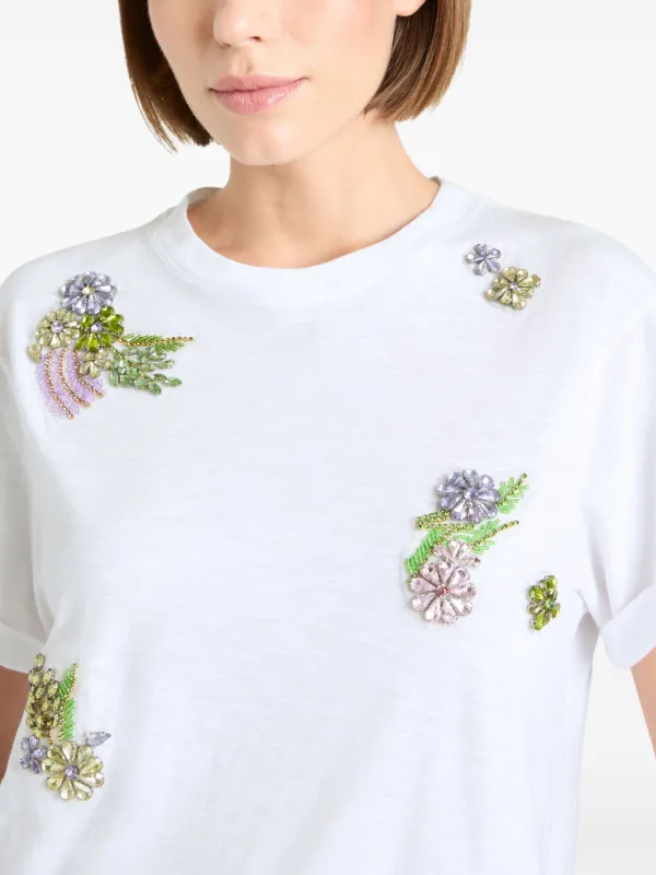 cinq a sept トップス Tシャツ ビジュー 白T 半袖 Cinq A Sept ビジュートリム Tシャツ | ホワイト | FARFETCH JP