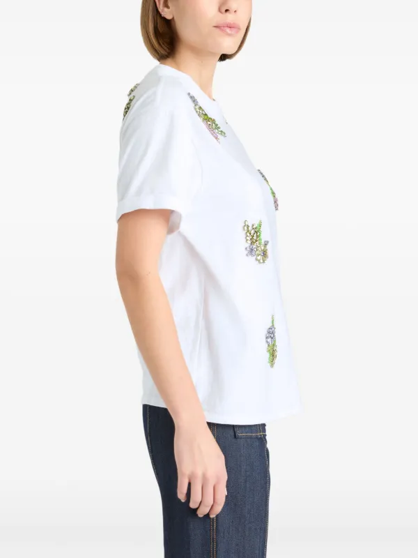cinq a sept トップス Tシャツ ビジュー 白T 半袖 Cinq A Sept ビジュートリム Tシャツ | ホワイト | FARFETCH JP