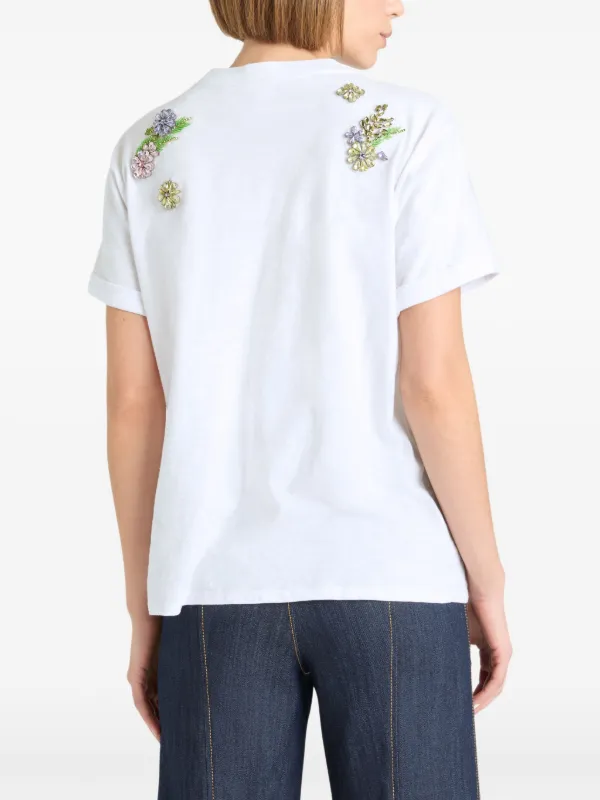 cinq a sept トップス Tシャツ ビジュー 白T 半袖 Cinq A Sept ビジュートリム Tシャツ | ホワイト | FARFETCH JP