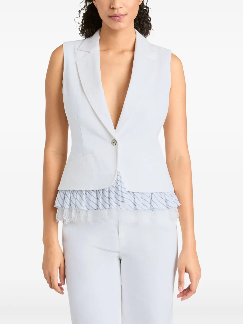 Cinq A Sept Le Petit gestreepte denim top Wit
