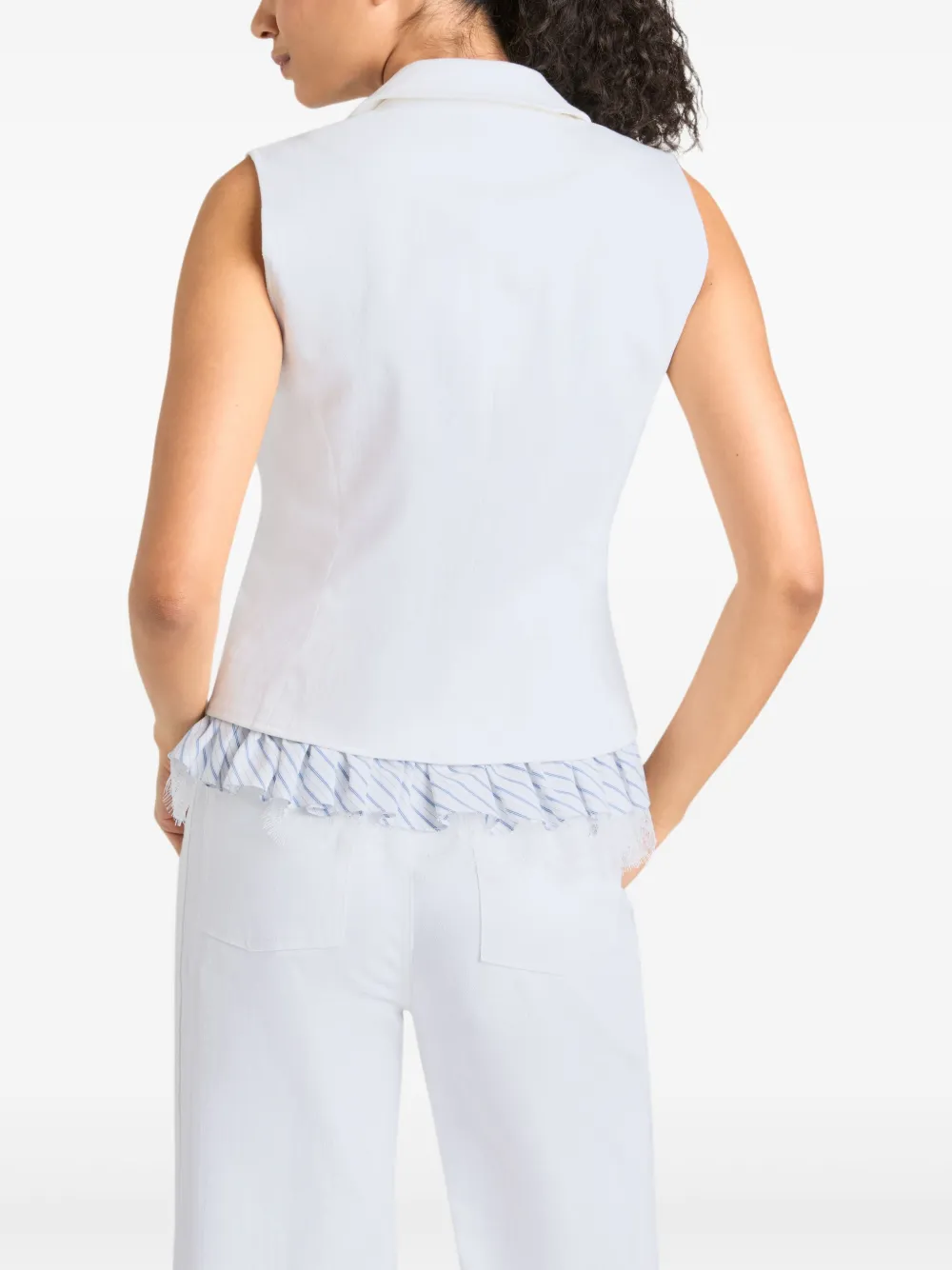 Cinq A Sept Le Petit gestreepte denim top Wit