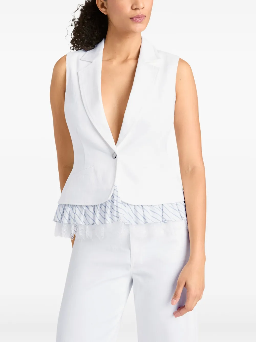 Cinq A Sept Le Petit gestreepte denim top Wit