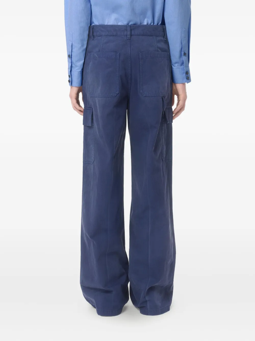 Valentino Cargo Pocket Wide-leg Trousers In Blue