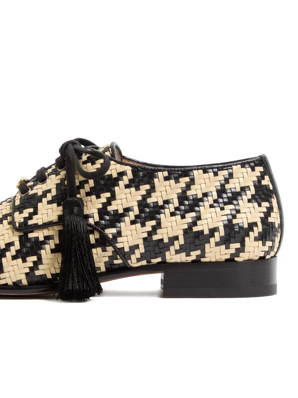 Valentino Garavani tassel-detail houndstooth loafers White