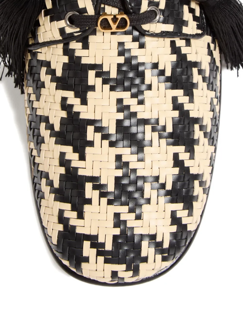 Valentino Garavani tassel-detail houndstooth loafers White