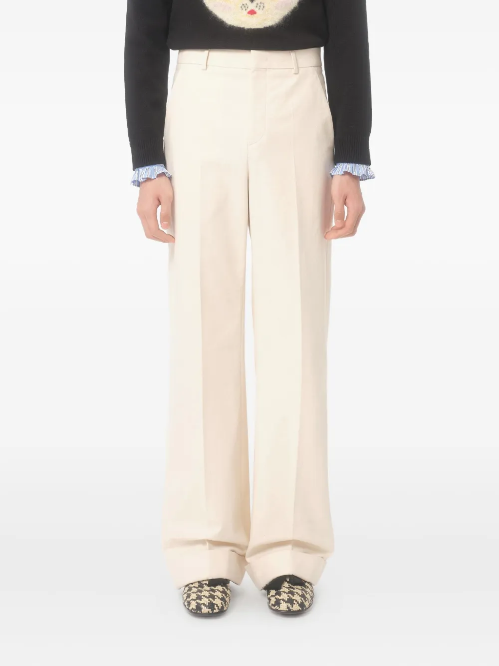 Valentino Garavani Katoenen broek met omgeslagen zoom Beige