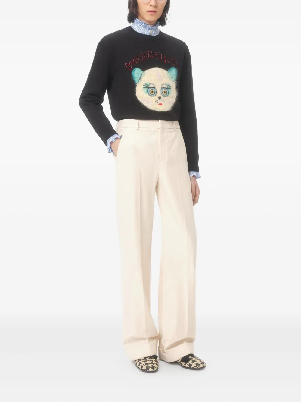 Valentino Garavani Katoenen broek met omgeslagen zoom Beige