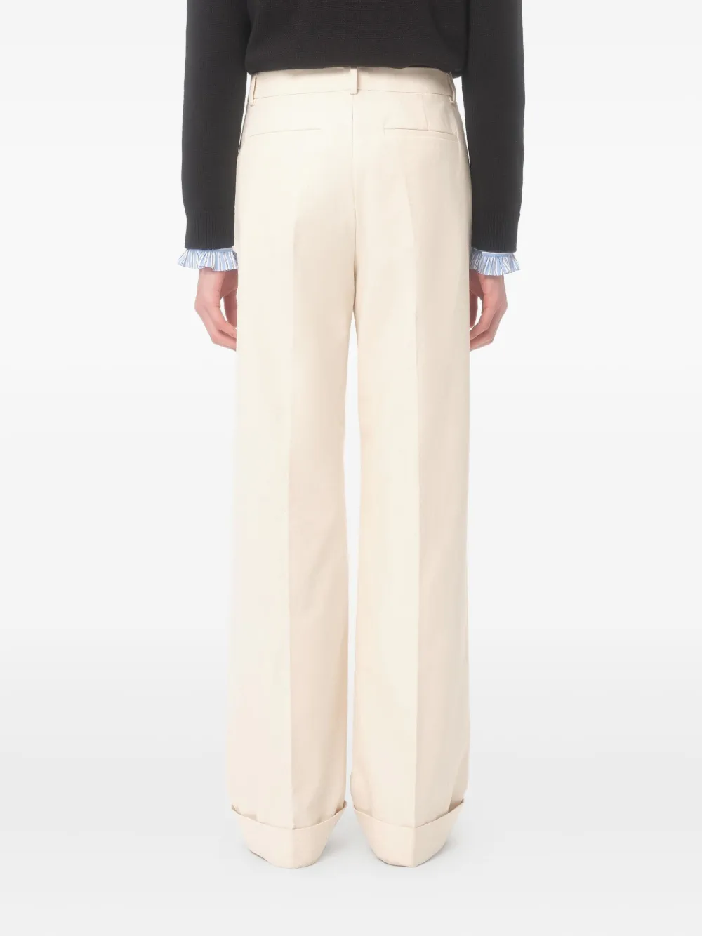 Valentino Garavani Katoenen broek met omgeslagen zoom Beige