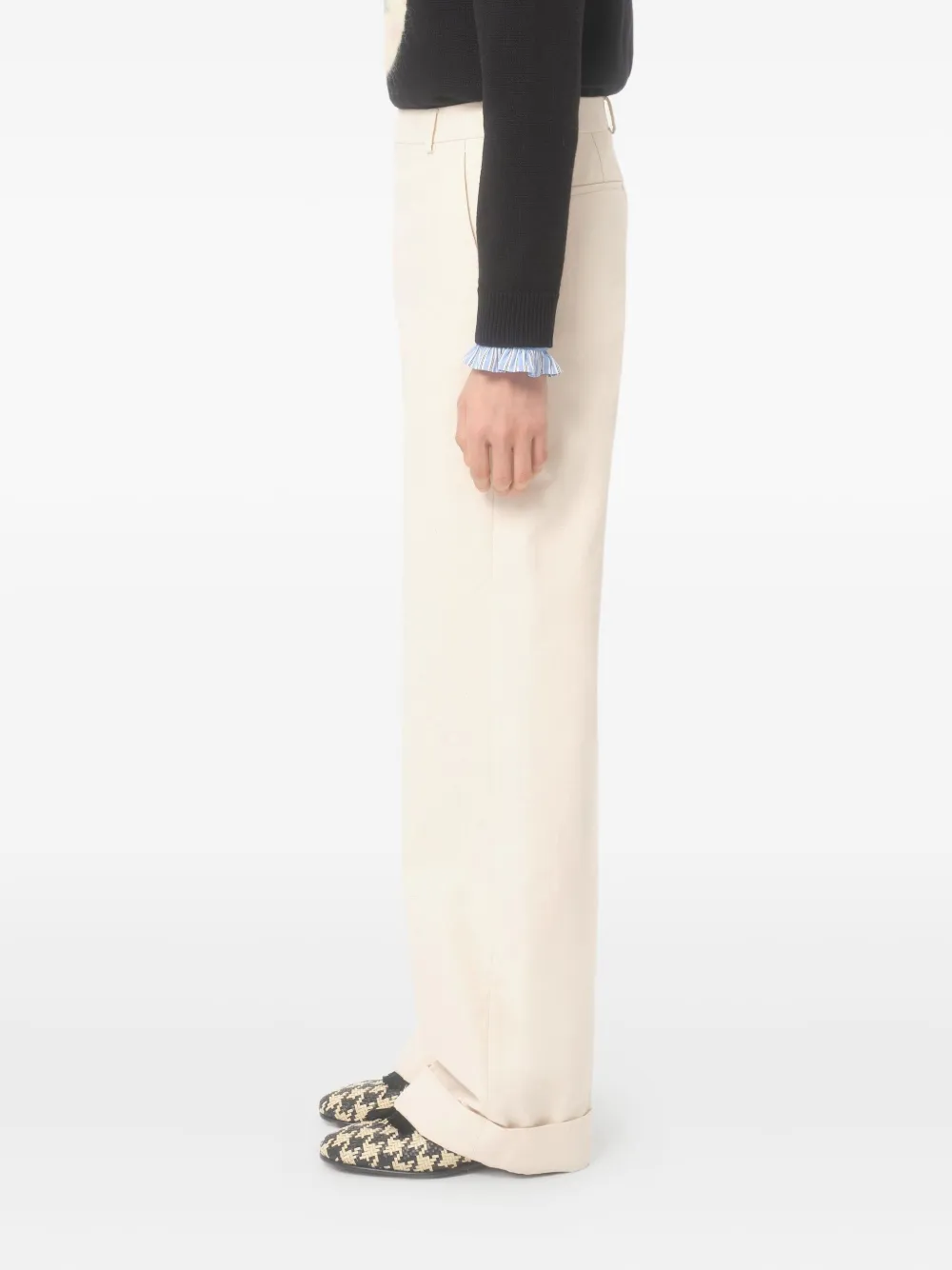 Valentino Garavani Katoenen broek met omgeslagen zoom Beige