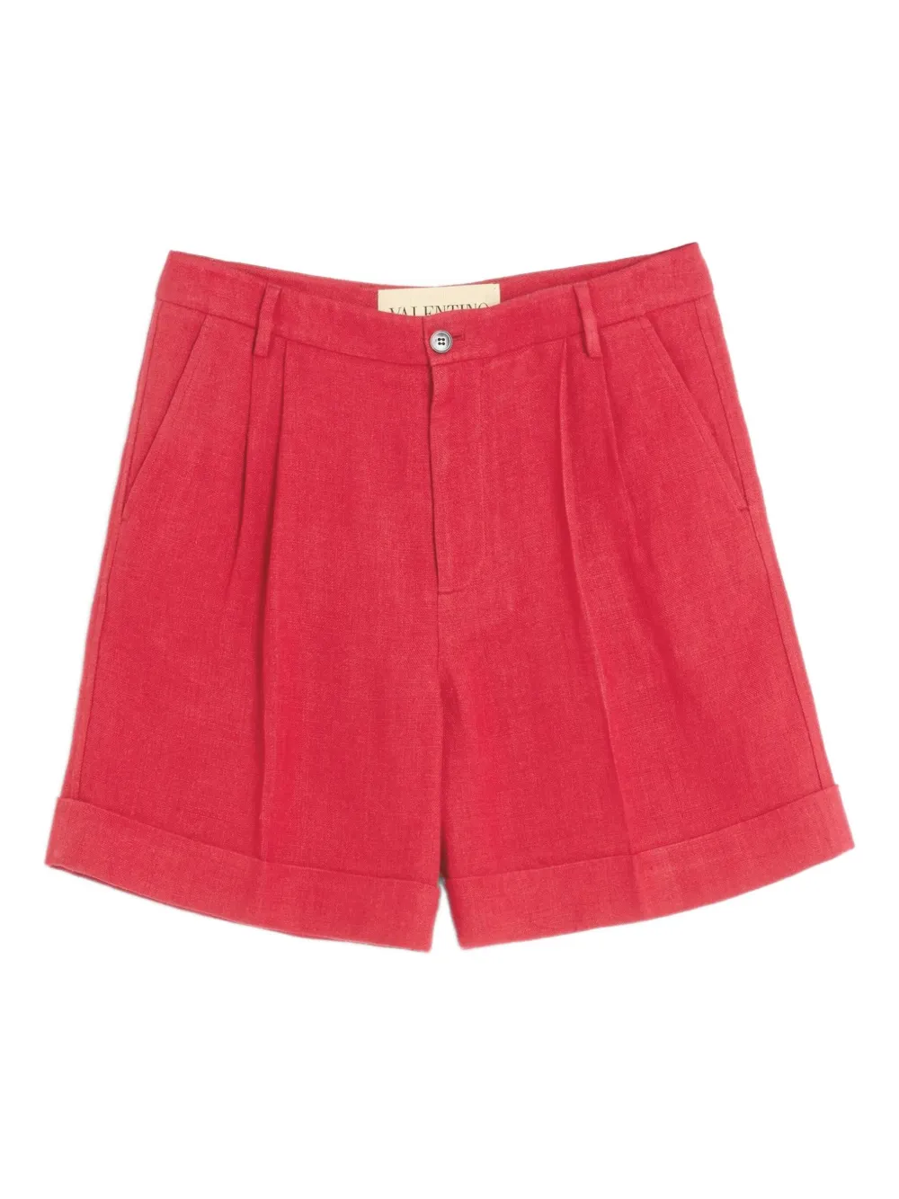 Valentino Garavani Linnen bermuda shorts met cuffs Rood