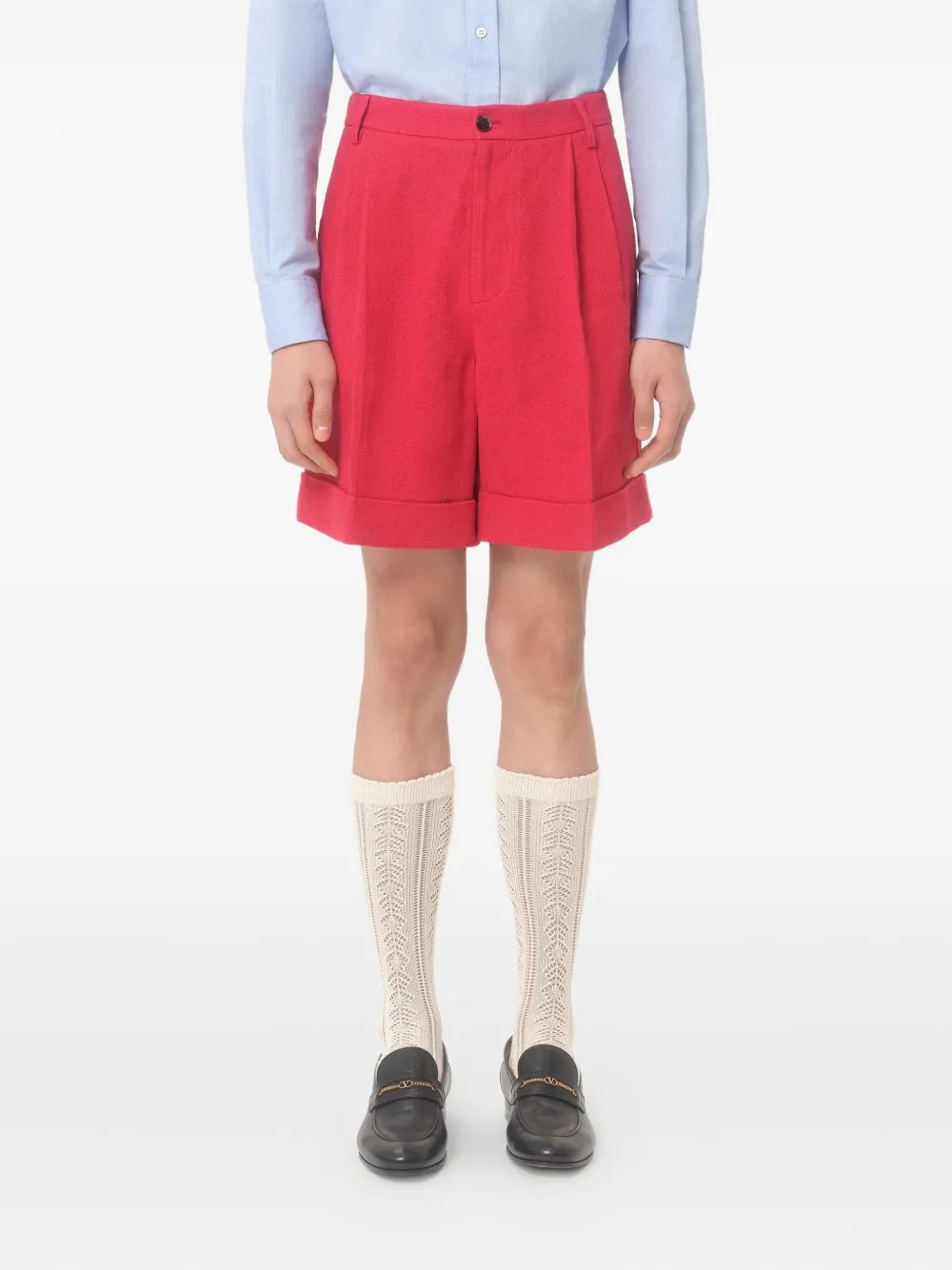 Valentino Garavani Linnen bermuda shorts met cuffs Rood