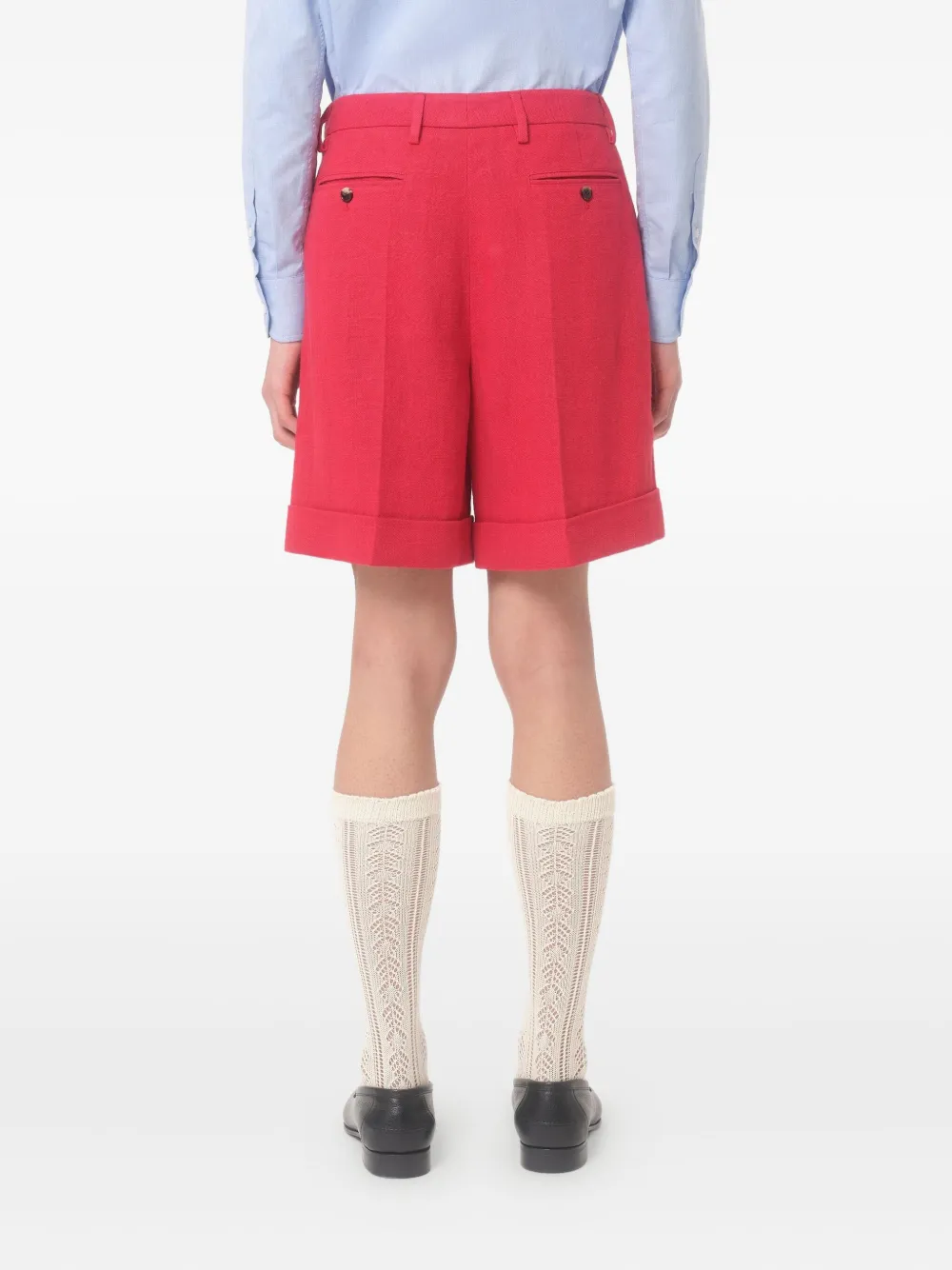 Valentino Garavani Linnen bermuda shorts met cuffs Rood