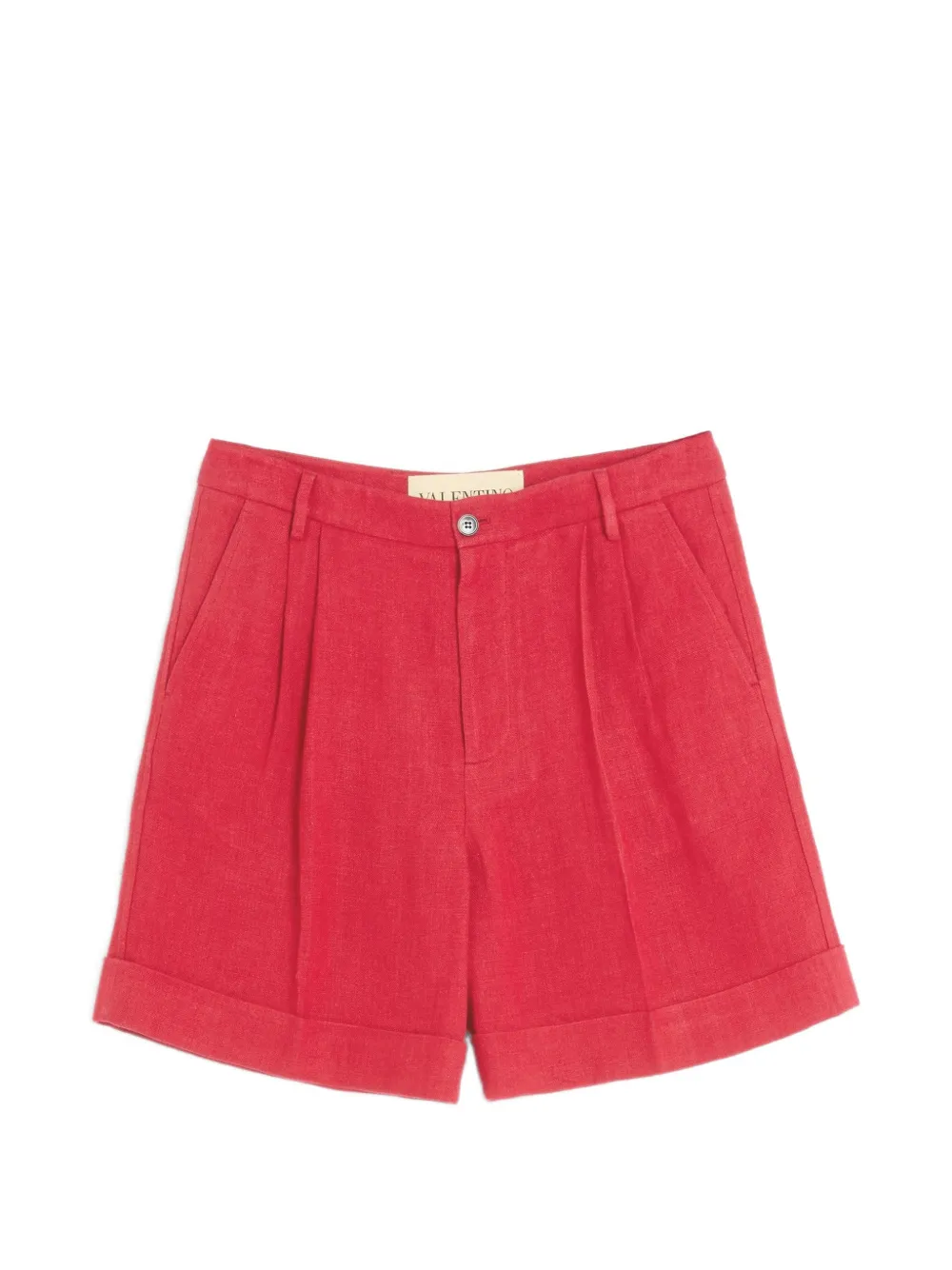 Valentino Garavani Bermuda in lino con risvolto - Rosso