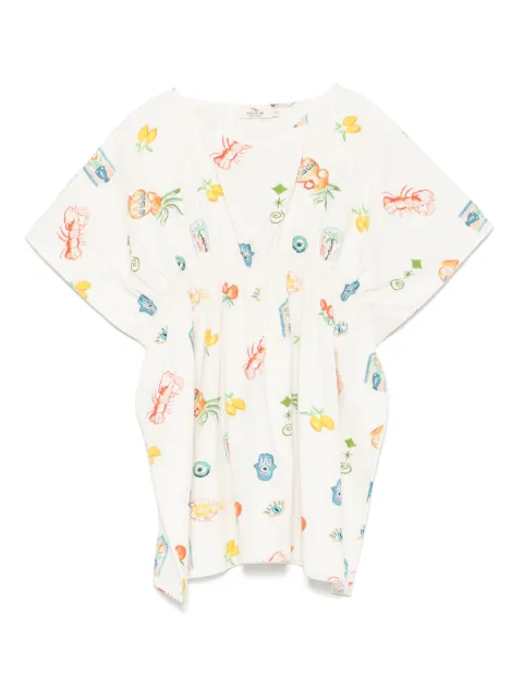 Andorine vestido estilo caftán con estampado mediterráneo