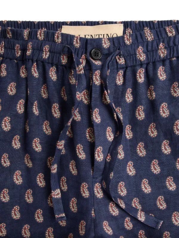 Valentino Garavani Voyage Imaginaire-print Linen Trousers