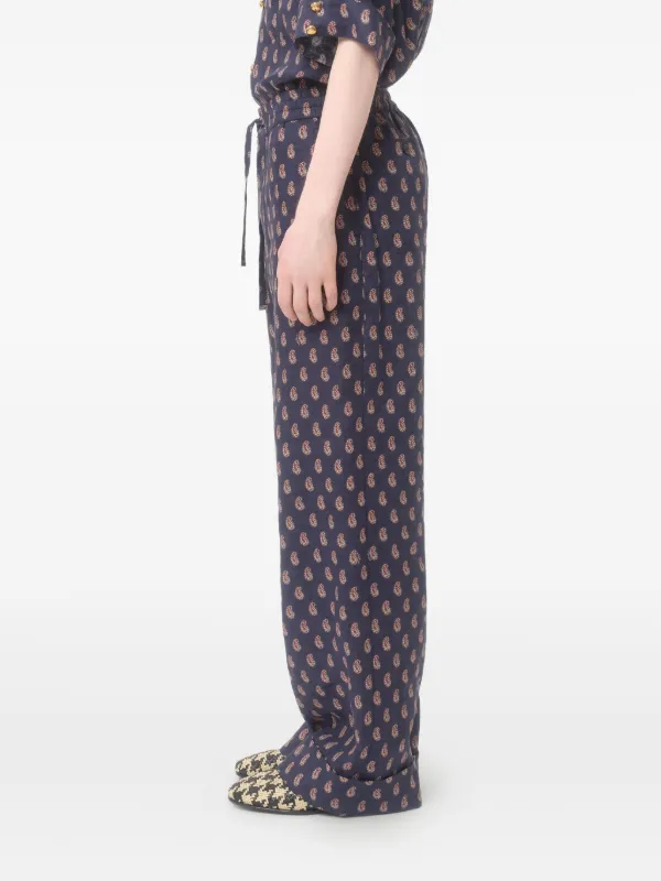 Valentino Garavani Voyage Imaginaire-print Linen Trousers Valentino Garavani Voyage Imaginaire-print Linen Trousers