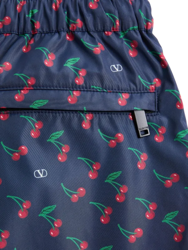 Valentino Garavani Nylon Swimsuit With Cherryfic Print | Blue
