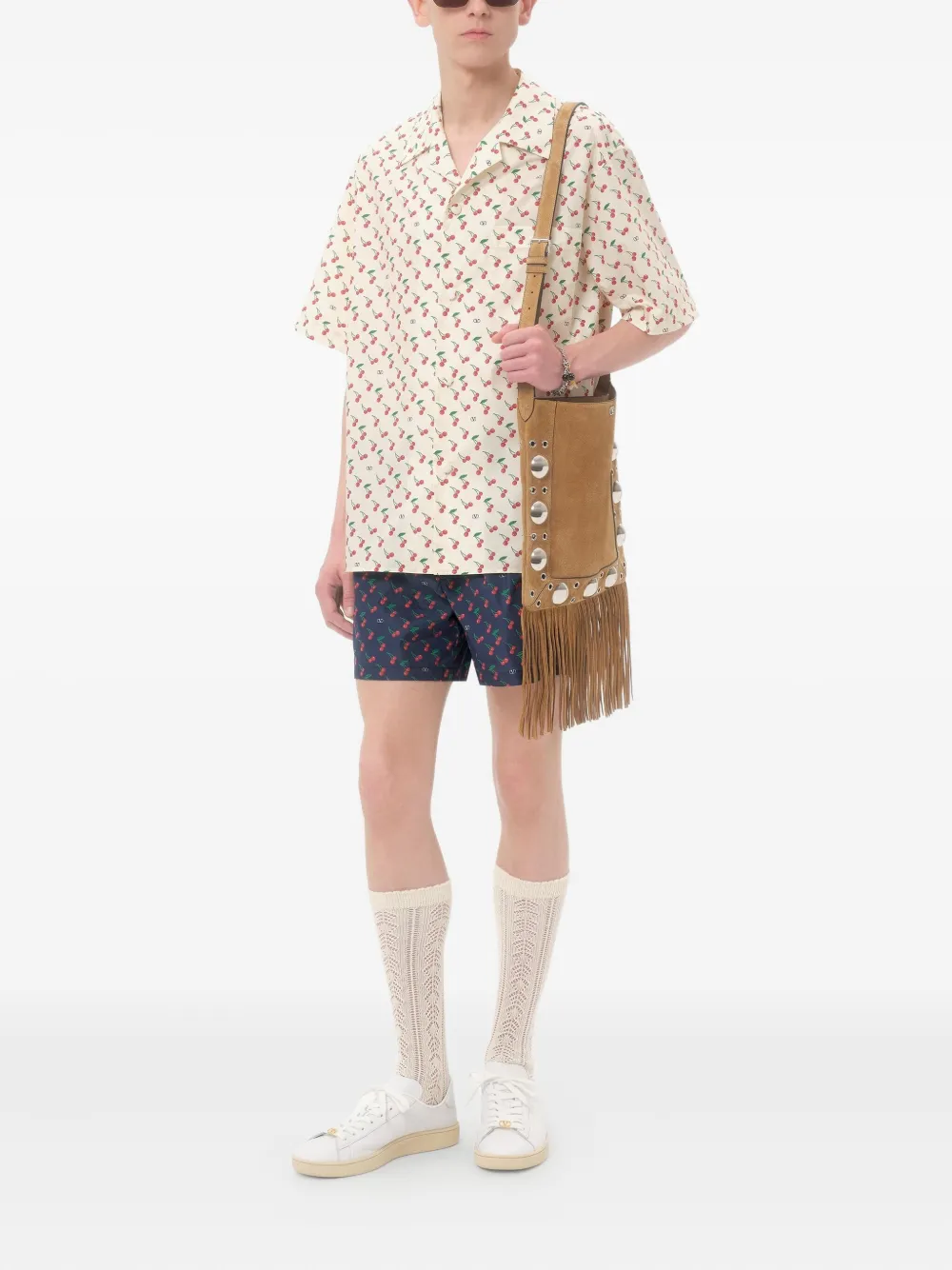 Valentino Garavani Zwembroek met Cherryfic-print Blauw