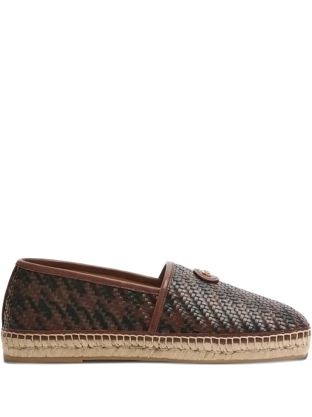 Valentino Garavani VLogo Signature geweven leren espadrilles Bruin