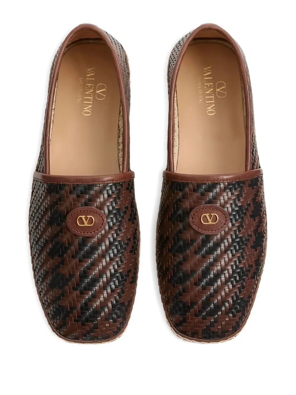 Valentino Garavani VLogo Signature geweven leren espadrilles Bruin