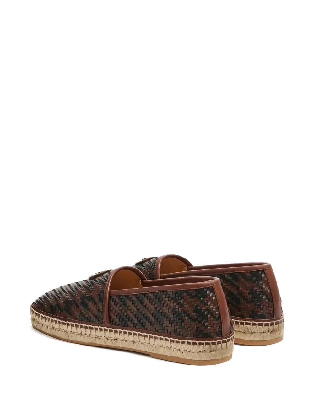 Valentino Garavani VLogo Signature geweven leren espadrilles Bruin
