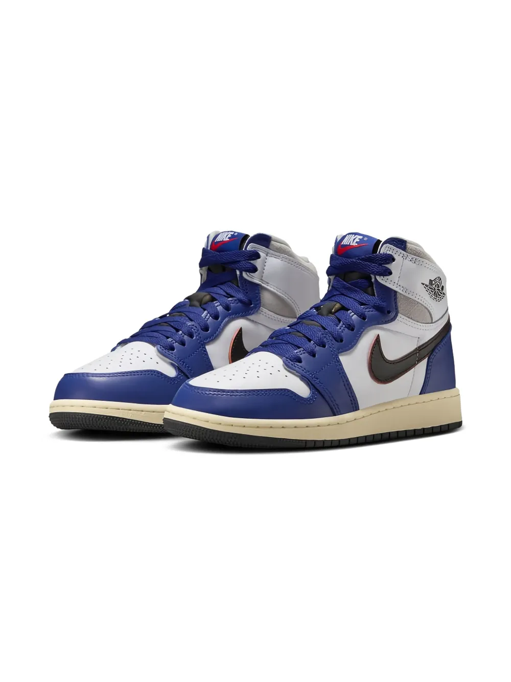 Jordan Kids Air Jordan 1 Retro High OG White/Black/Neutral Grey/Deep Royal Blue/Muslin sneakers - Paars