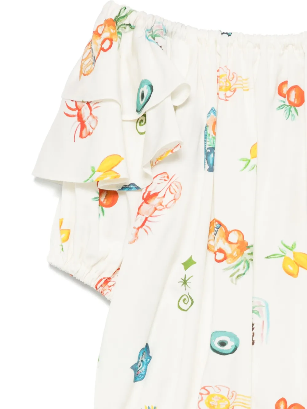 Andorine Shirt print en ruches Beige