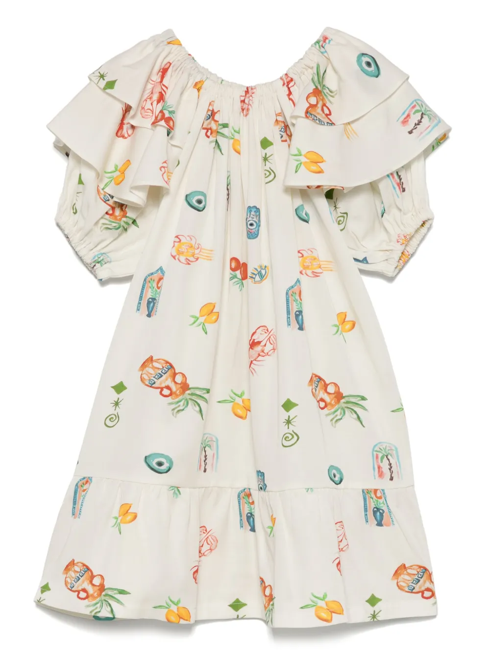 Andorine Gerüschtes Kleid mit mediterranem Print | Kleid mit lockerem Schnitt | Image 2