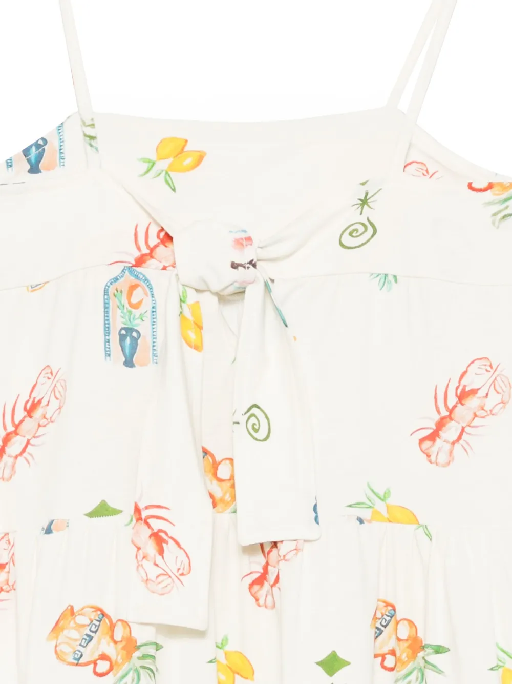 Andorine Gelaagde jurk met mediterrane print Wit