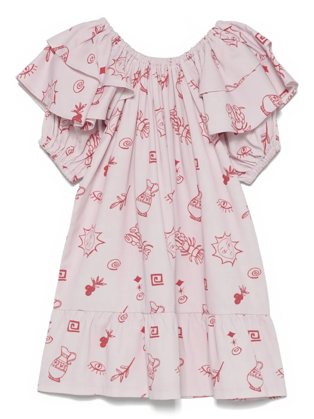 Andorine Gerüschtes Kleid mit Sommer-Print | Rosa | Image 1