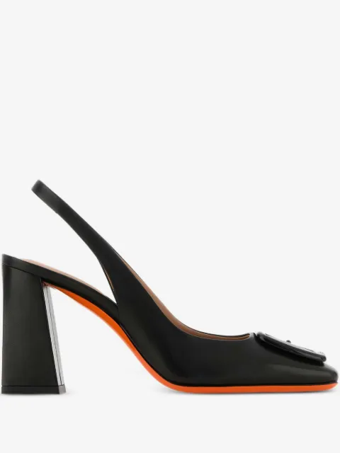 Santoni 85mm block-heel slingback pumps