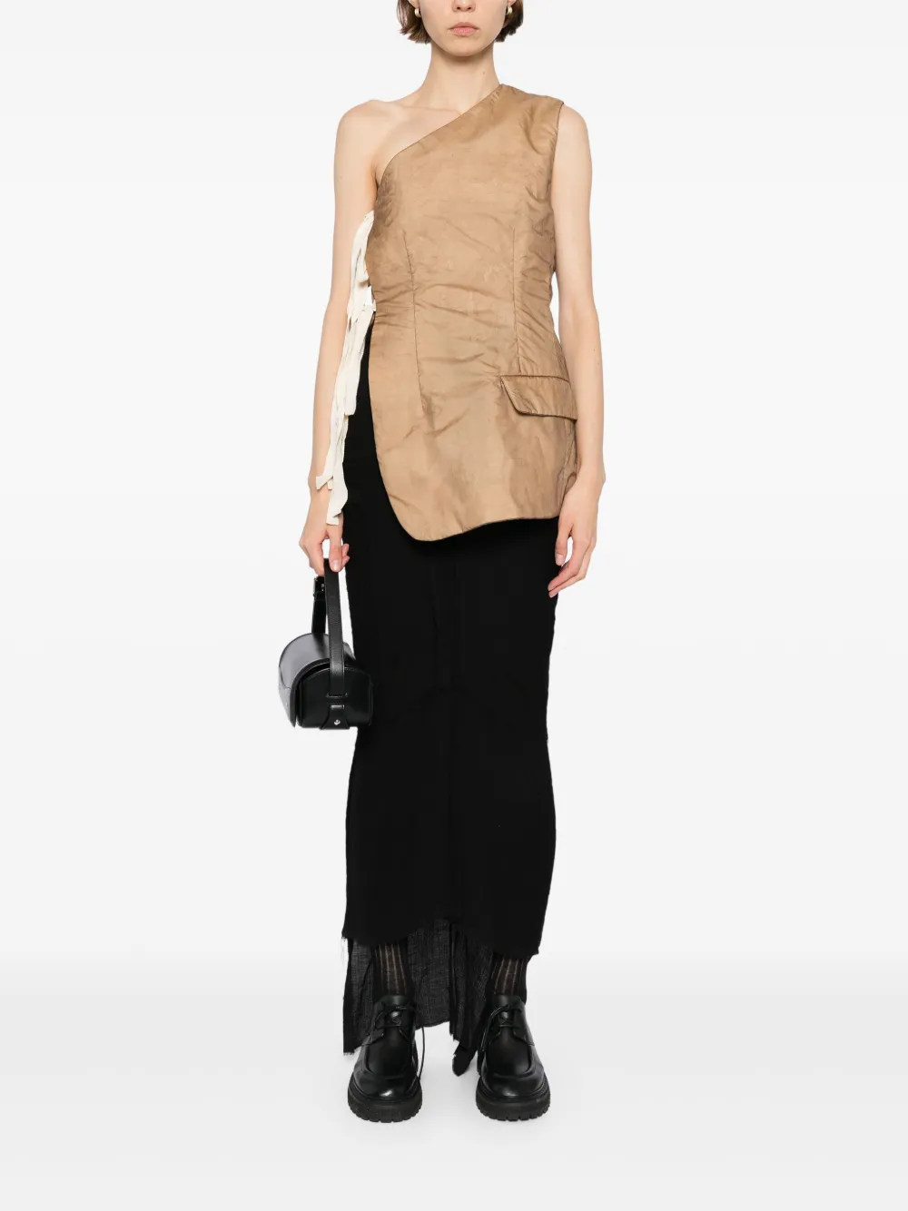 Uma Wang asymmetric mini dress - Bruin