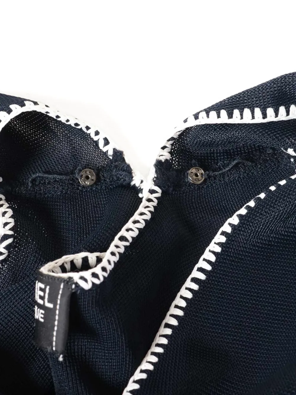 Pre-owned Chanel Whipstitch-trim Midi Dress In Blue