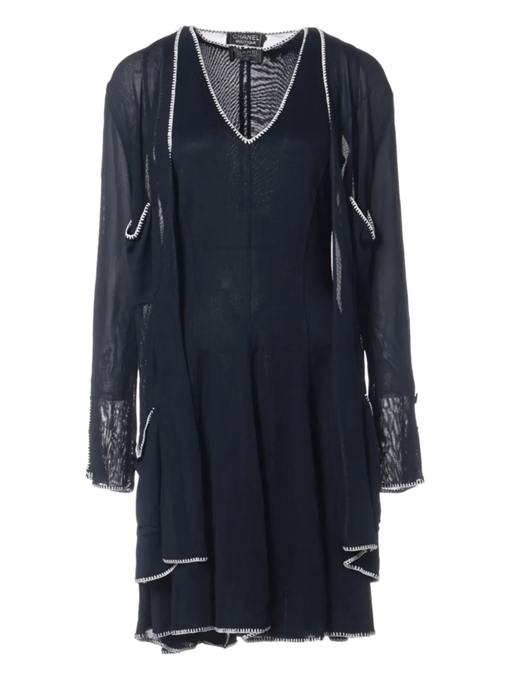 CHANEL Pre-Owned whipstitch-trim midi dress | Blue | Image 1