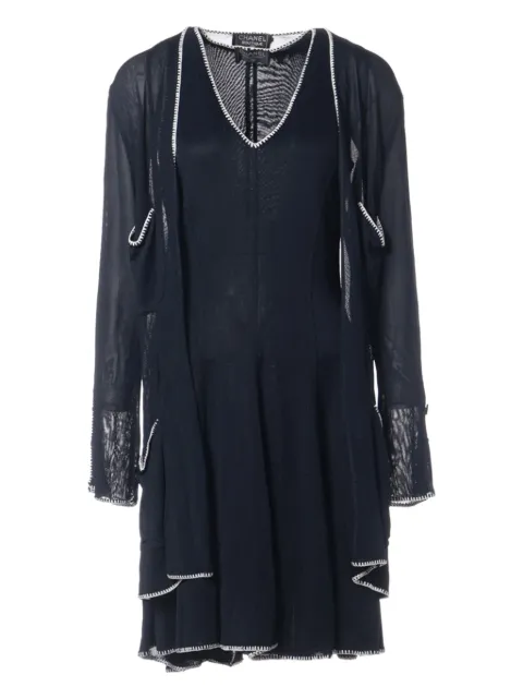 CHANEL Pre-Owned whipstitch-trim midi dress