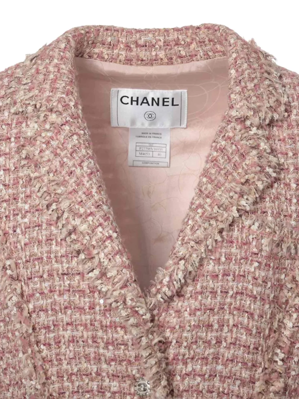 Pre-owned Chanel Silk Tweed Jacket In Pink