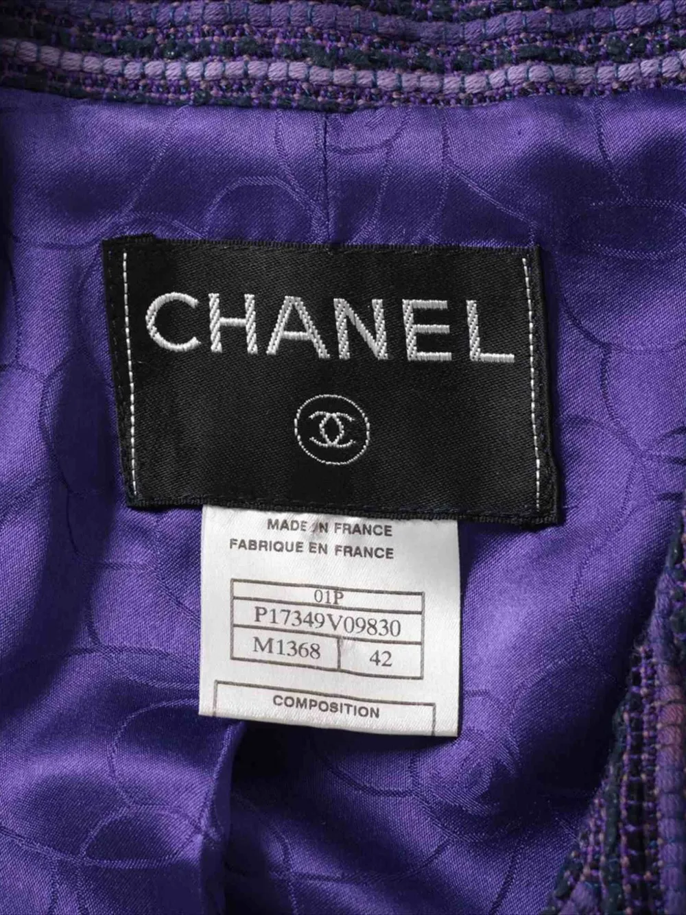 Pre-owned Chanel Striped Blazer In Purple
