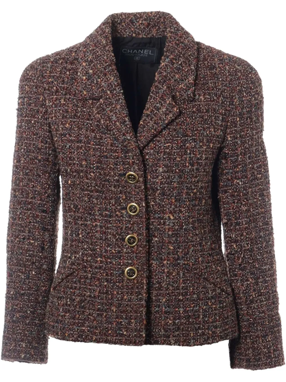 Pre-owned Chanel Tweed Blazer In Brown