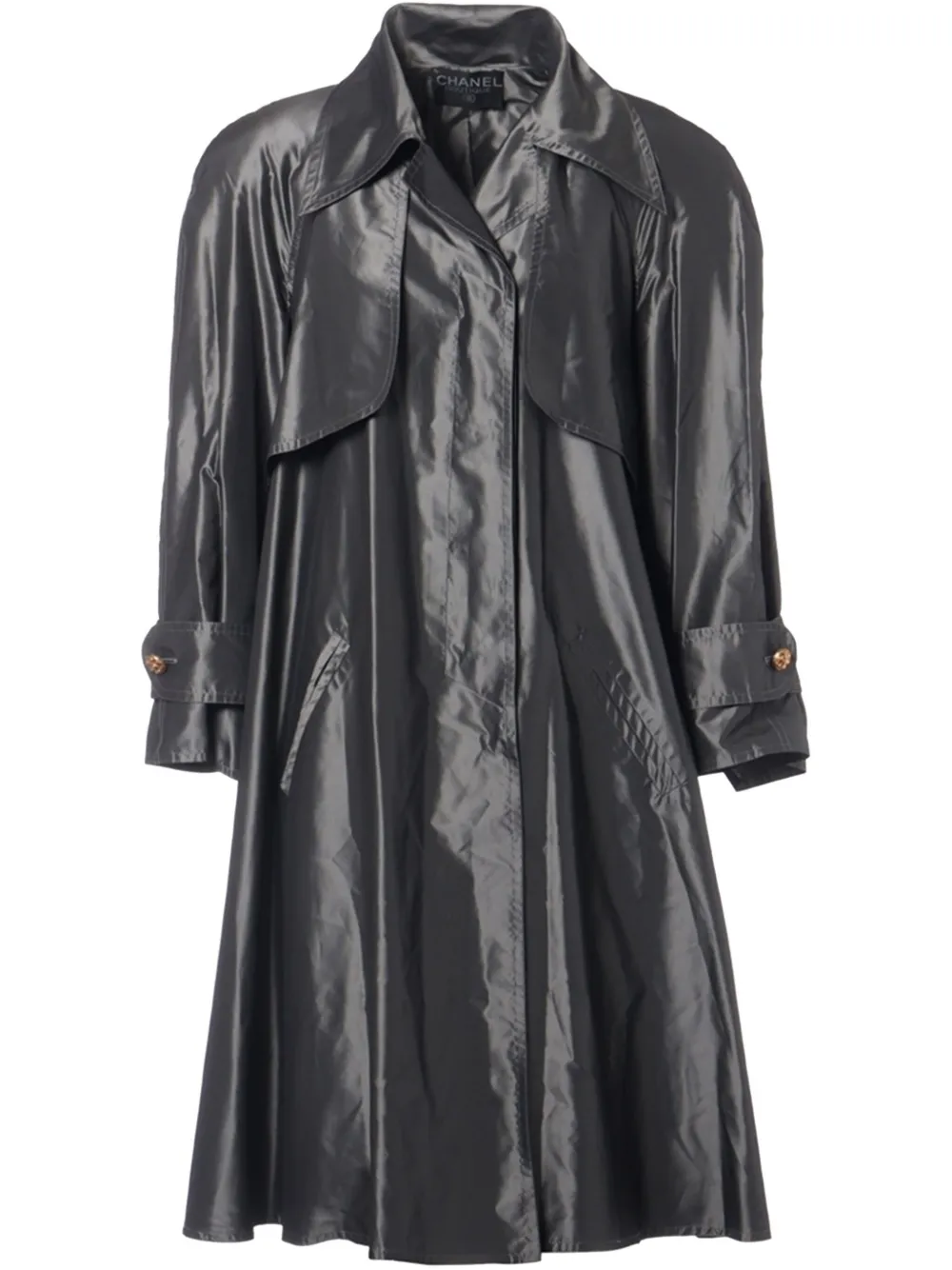 CHANEL Pre-Owned satin trench coat - Grigio