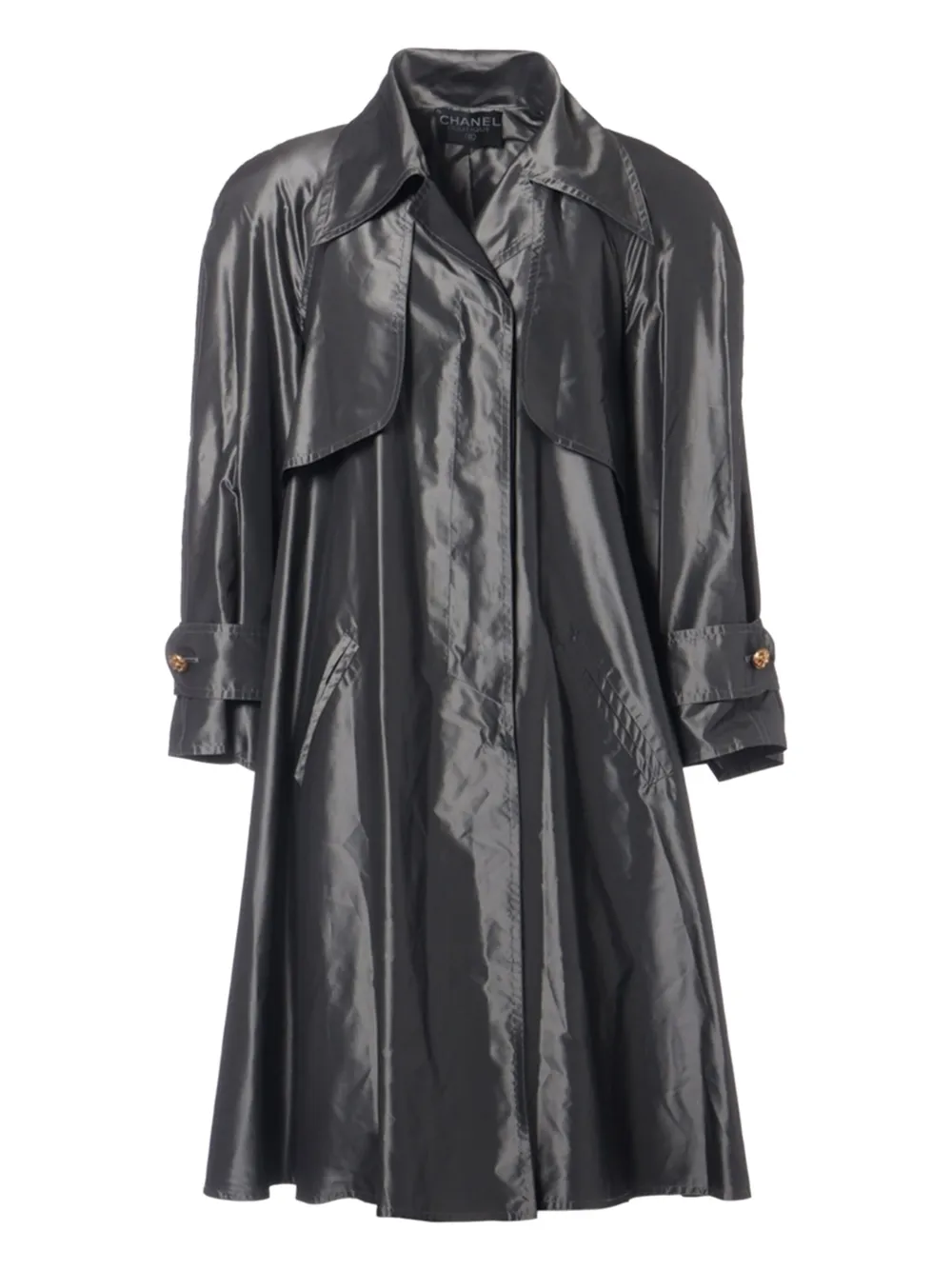 CHANEL Pre-Owned satin trench coat | Grey | Image 1